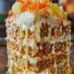 Hawaiian carrot pineapple cake slice with frosting