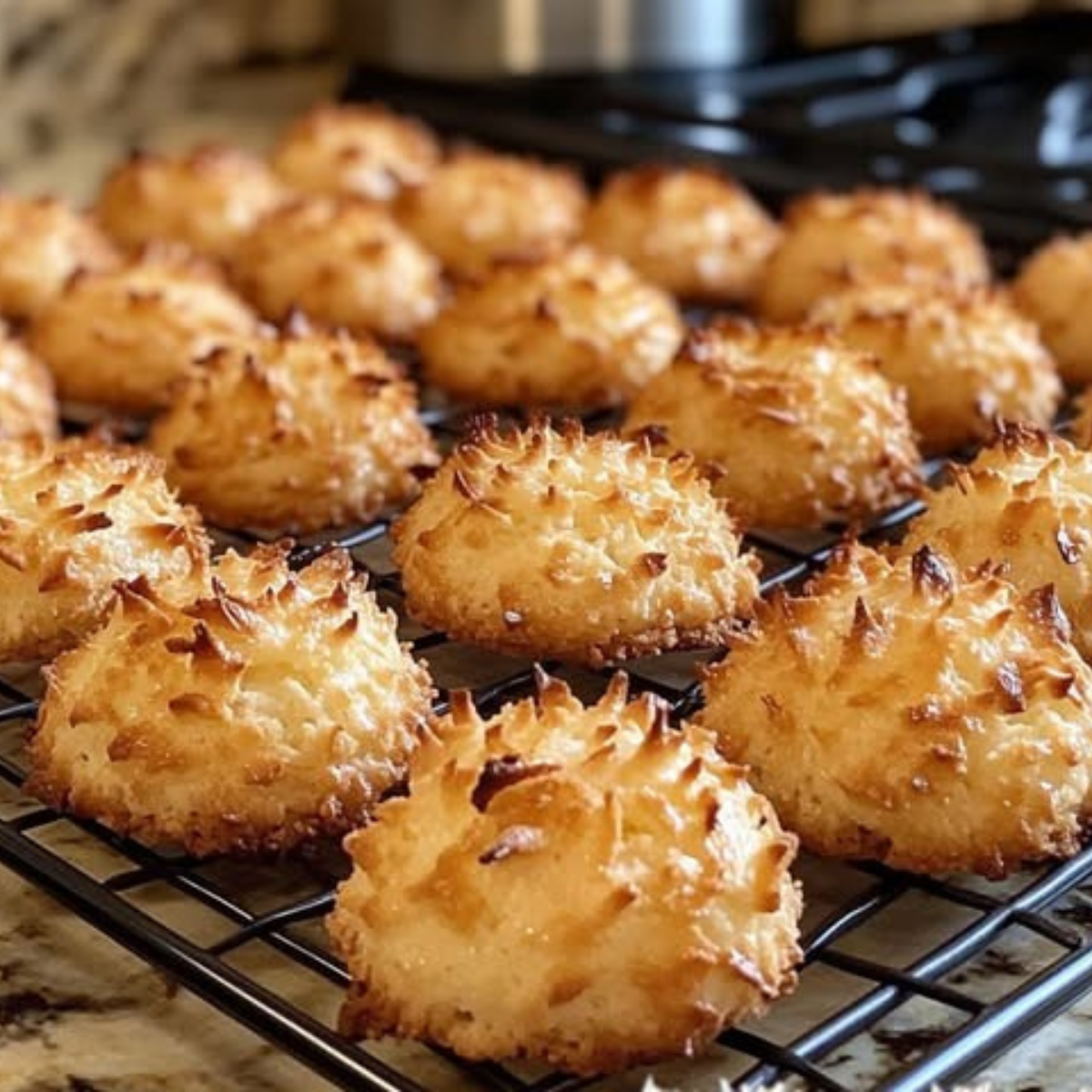 Two-Ingredient Coconut Macaroons fresh from oven